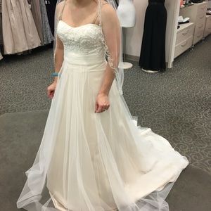 Ivory and Champagne A-line Wedding Dress